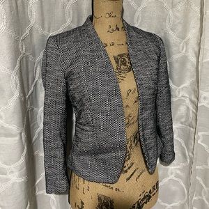 ANN TAYLOR LOFT ~ BLACK/WHITE TWEED BLAZER 0P